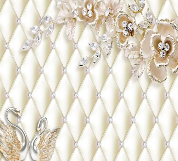 Pearl Embellished Swan and Floral