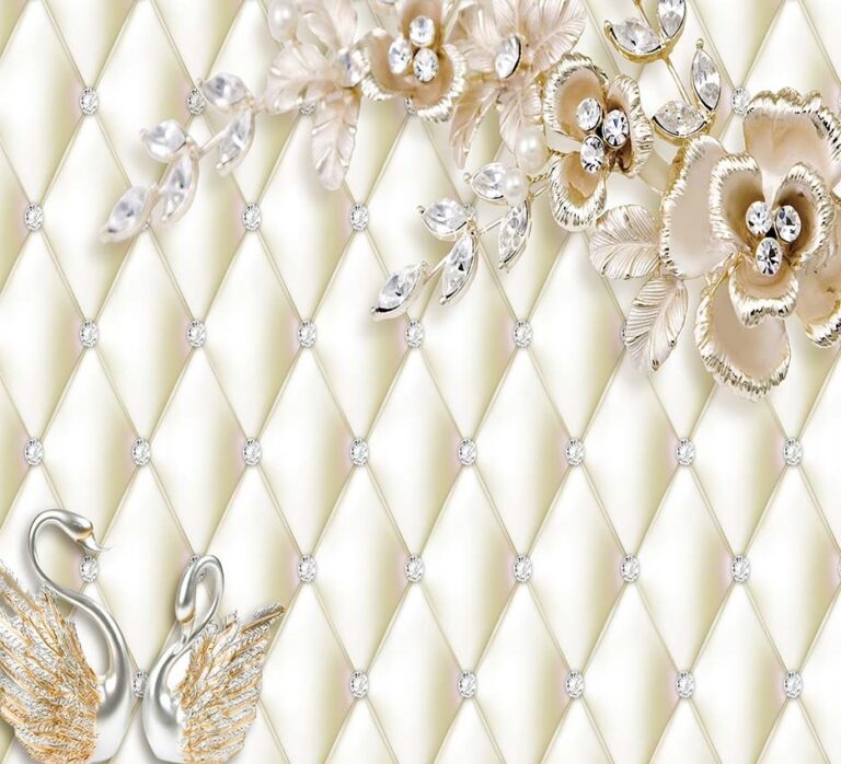 Pearl Embellished Swan and Floral