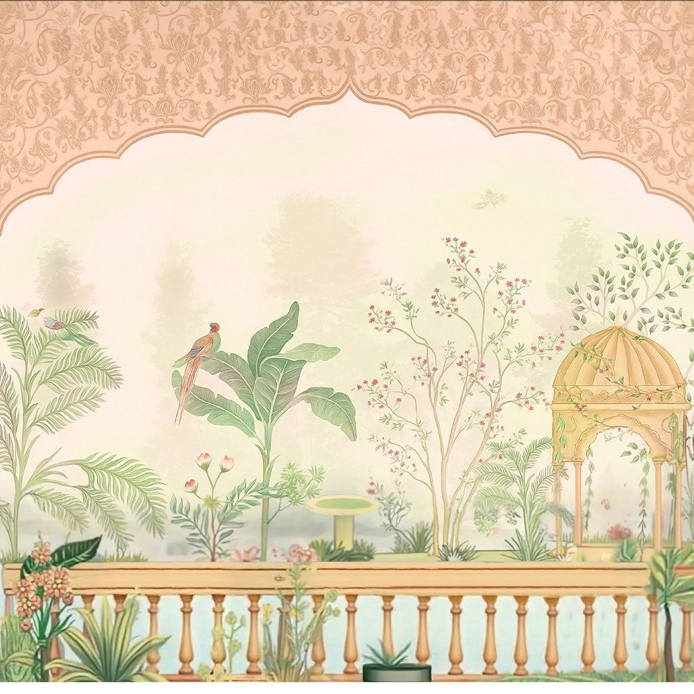 Garden Arch with Banana Leaves and Gazebo