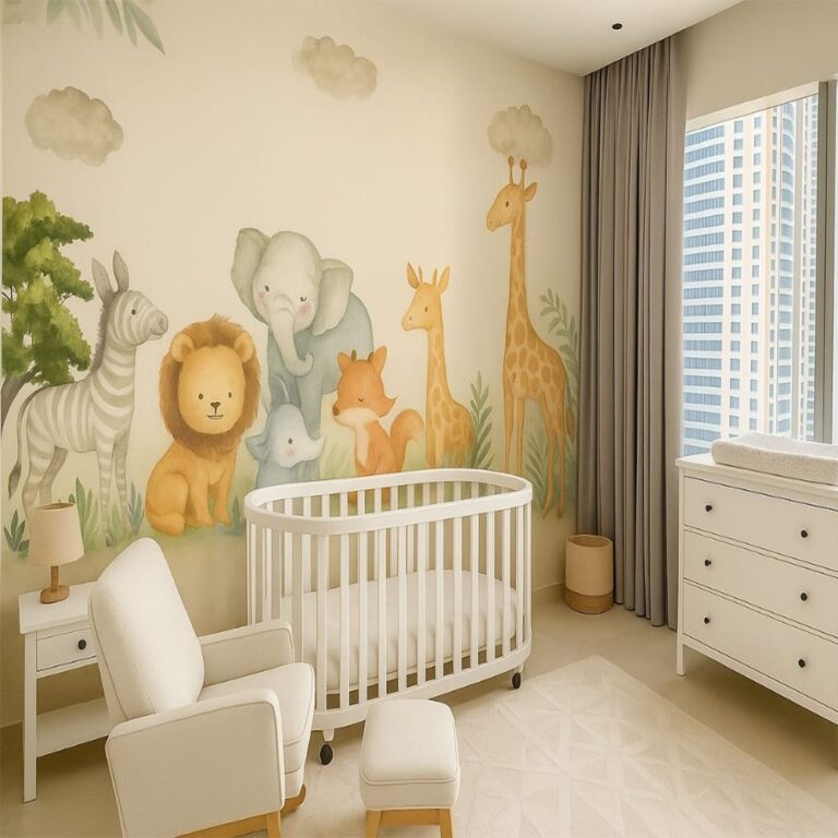 Safari Animals Nursery Mural