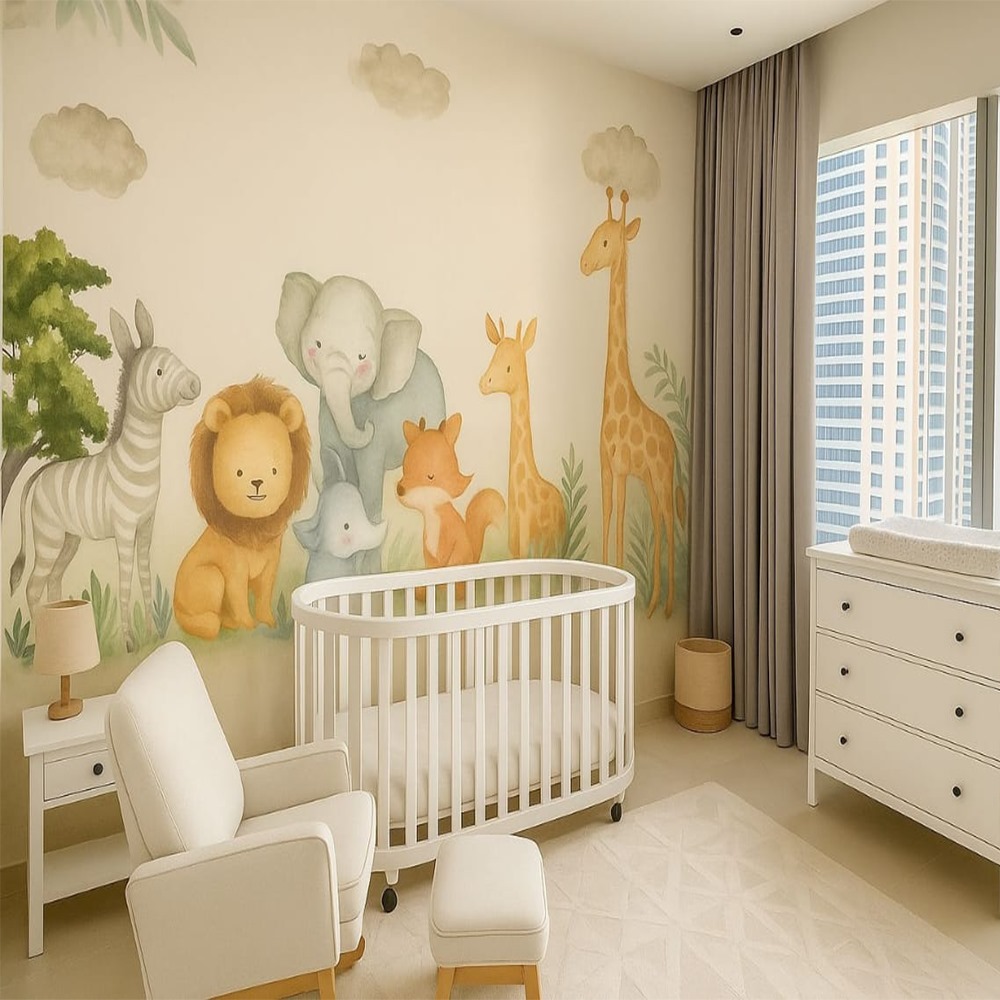 Safari Animals Nursery Mural