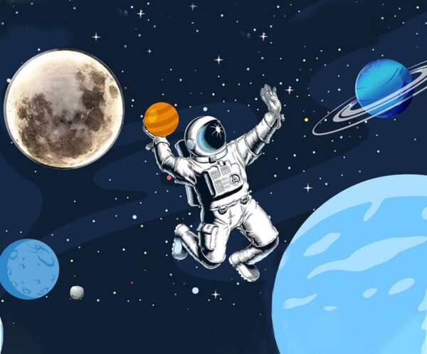 Cool Astronaut in Space Wallpaper Mural - Retro Galaxy Art - Image 2