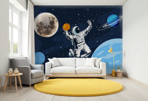 Cool Astronaut in Space Wallpaper Mural - Retro Galaxy Art