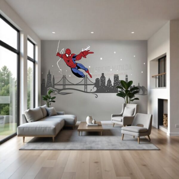 Classic Spiderman City Skyline Wallpaper Mural - Superhero Wall Art