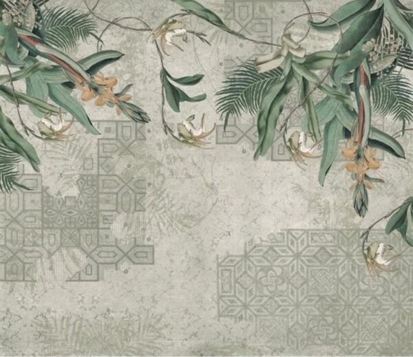 Vintage Industrial Jungle & Geometric Wallpaper - Abstract Botanical - Image 2