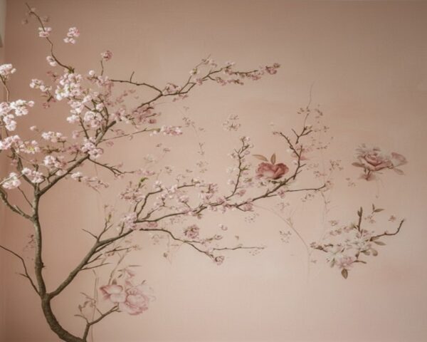 Romantic Subtle Cherry Blossom Wallpaper - Dusty Rose Floral Mural