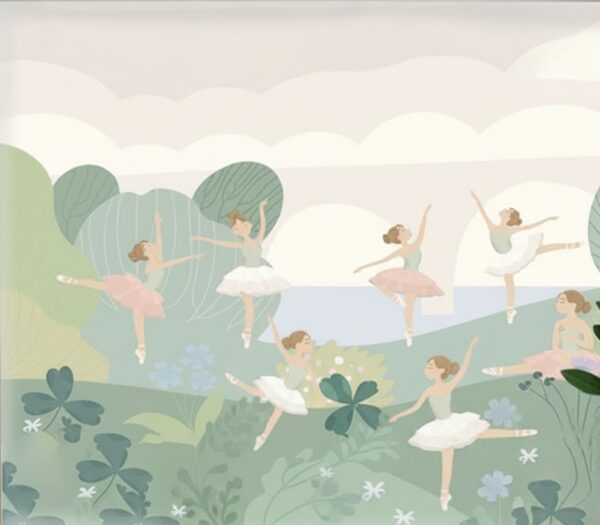 Enchanted Ballerina Dance Wallpaper - Pastel Garden Mural - Image 2