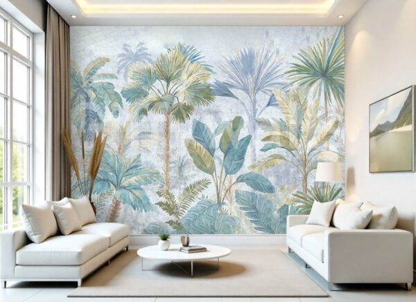 Watercolour Tropical Palm Leaf Mural