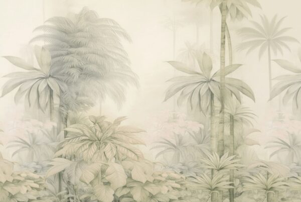 Ethereal Soft Beige Tropical Wall Mural - Image 2