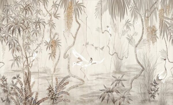 Sepia Tropical Landscape Mural - Image 2