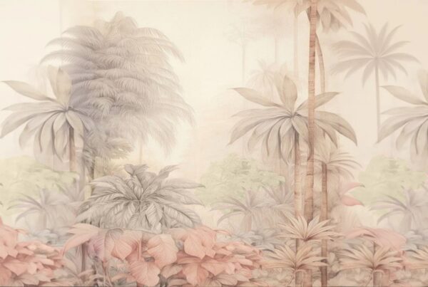 Pastel Blush Pink Tropical Mural - Image 2