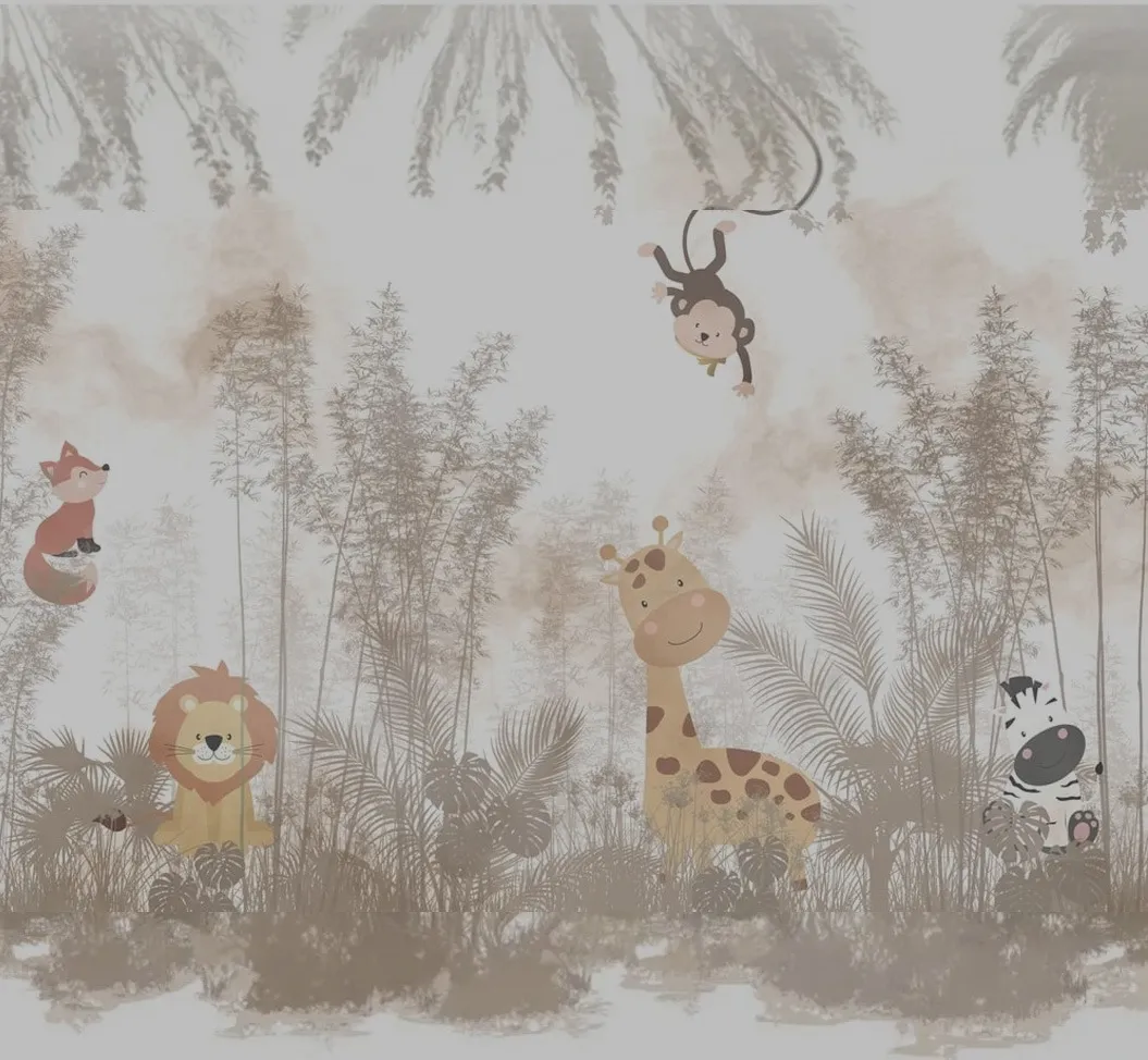 Soft Neutral Safari Animal Wallpaper for Baby Nursery - Wallchic Dubai - Image 2