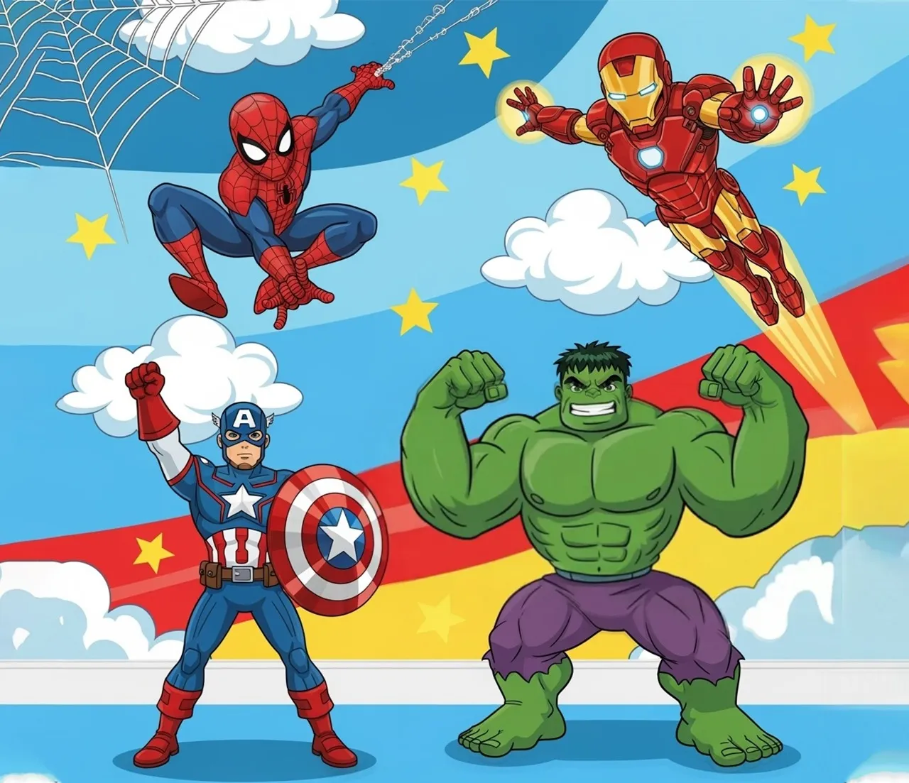 Action-Packed Marvel Superhero Wallpaper Mural for Kids' Rooms - Wallchic Dubai - Image 2