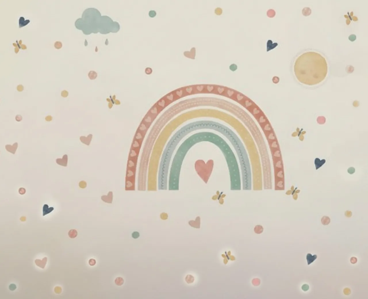Cheerful Pastel Rainbow, Hearts, and Dot Wallpaper for Kids' Room - Wallchic Dubai - Image 2