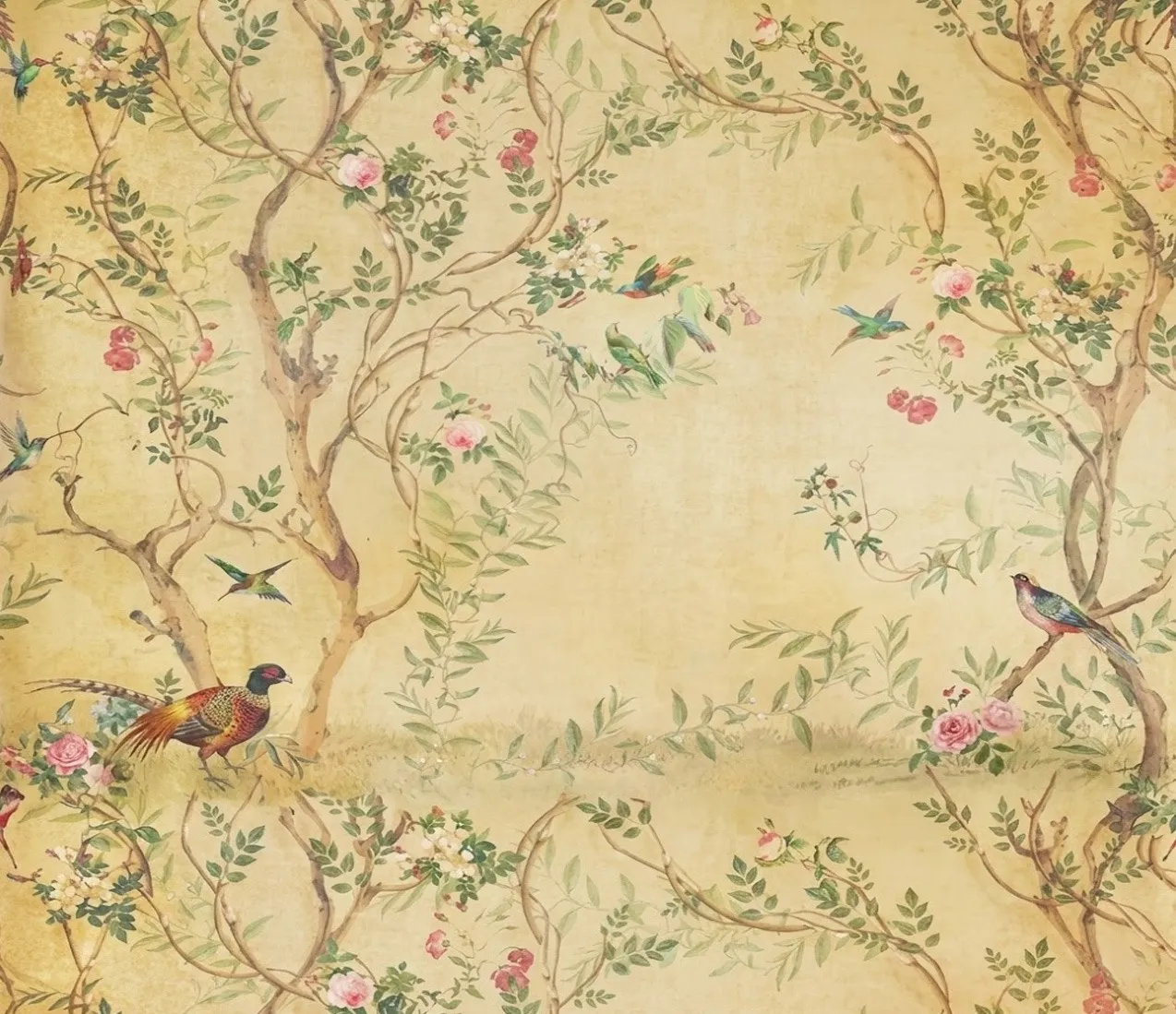 Traditional Vintage Chinoiserie Wallpaper Mural - Wallchic Dubai - Image 2