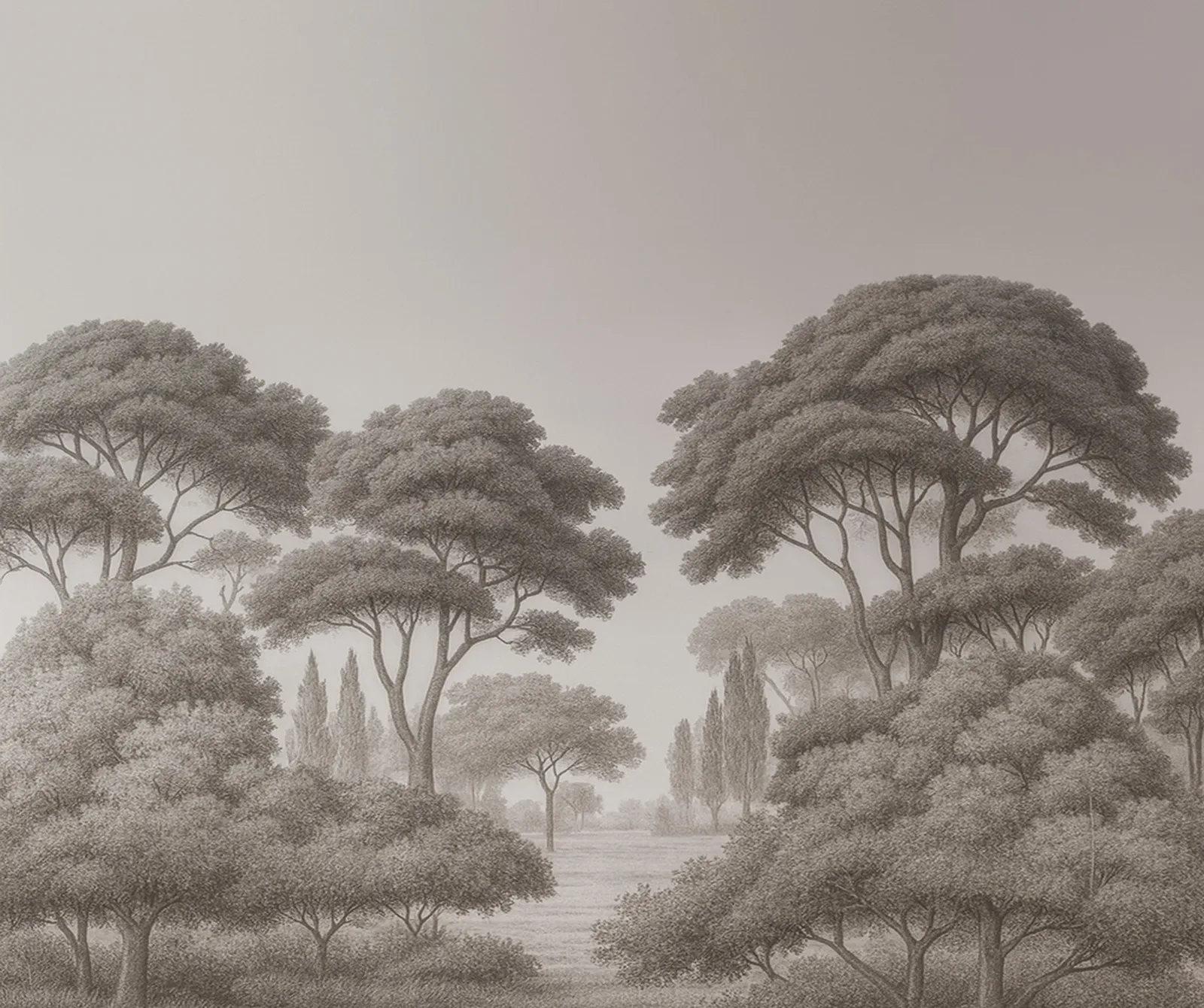 Sepia Tone African Savanna Forest Sketch Wallpaper Mural - Wallchic Dubai - Image 2